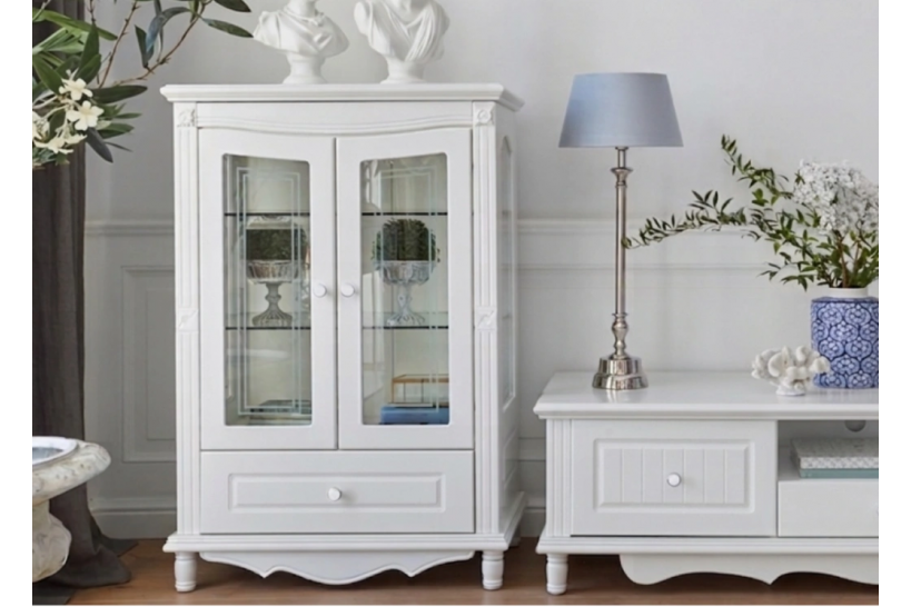 Vetrina provenzale bassa 2 anta Princess 860 colore Bianco
