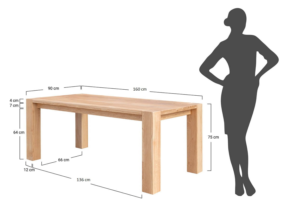 tavolo da pranzo rovere massello 160x90 TAVOLO DA PRANZO LEGNO MASSELLO ROVERE