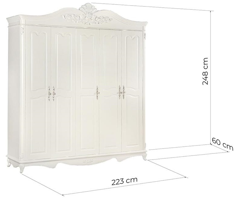 Dimensioni dell'armadio
5 ante Bella classico avorio per la camera da letto armadi 5 ante classici