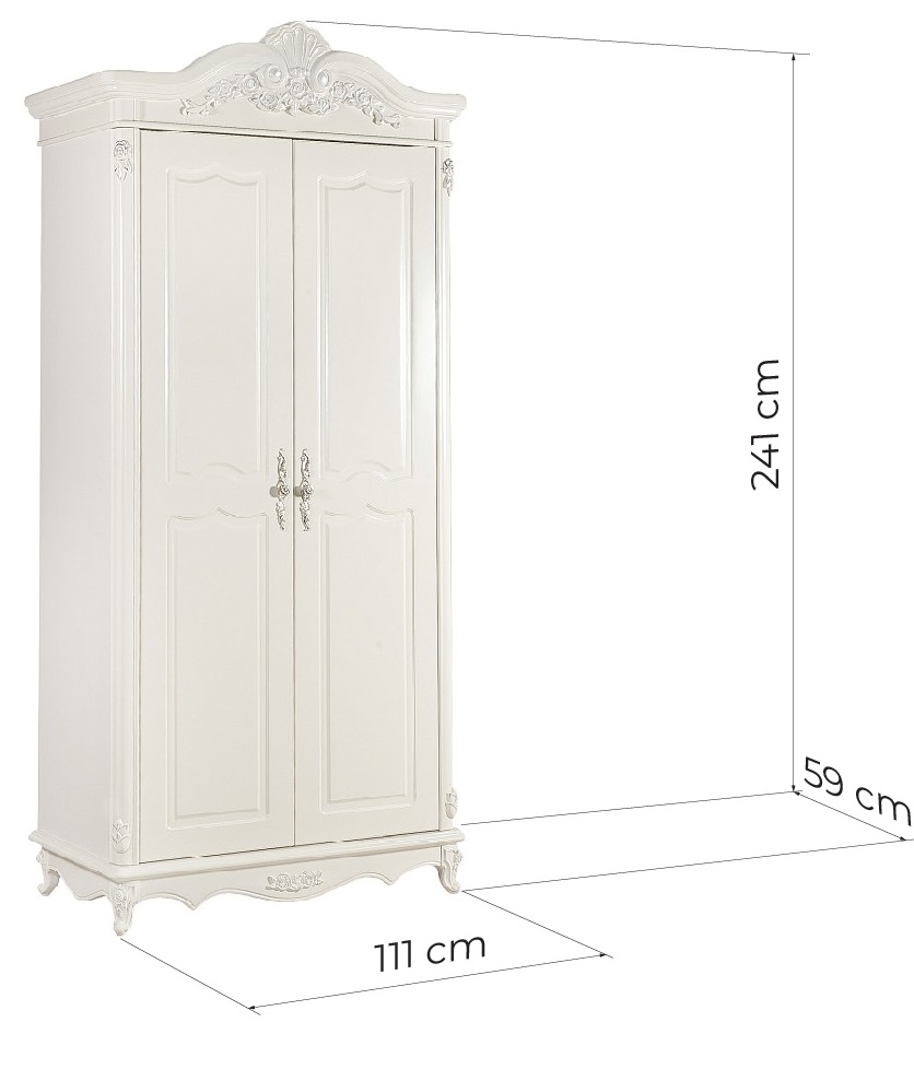 Dimensioni dell'armadio classico Bella di colore bianco avorio armadio classico bianco avorio due ante