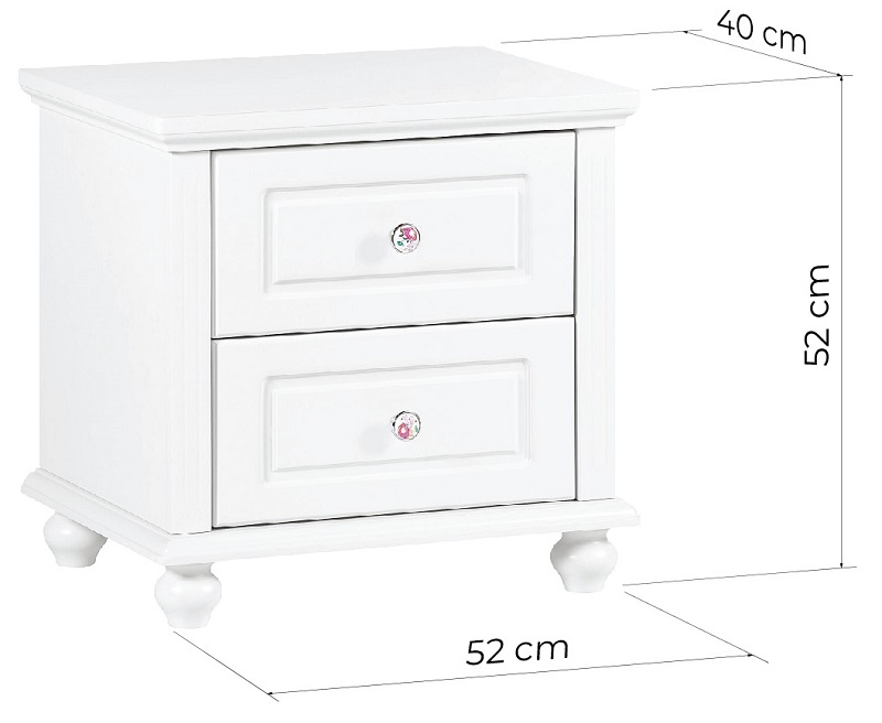 Comodini per la camera da letto stile provenzale Princess inclusi nel set comodini provenzali con due cassetti