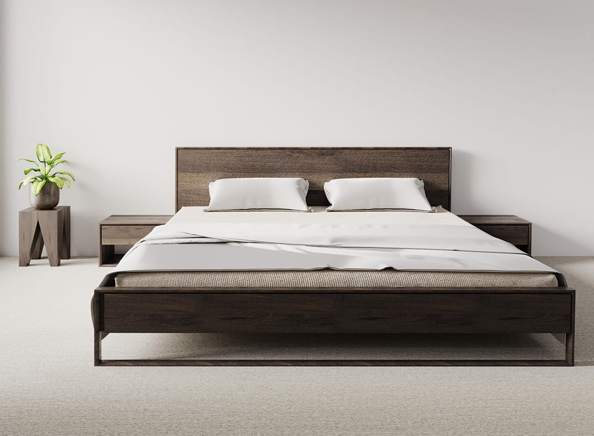 letto matrimoniale minimalista rovere affumicato 160X200 letto matrimoniale minimalista rovere affumicato 160X200