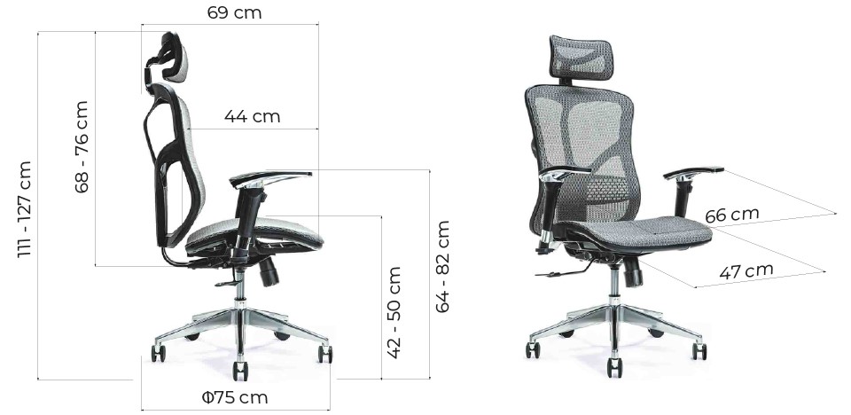Dimensioni della poltrona da ufficio ergonomica ERGO poltrone da ufficio ergonomiche rete traspirante dimensioni