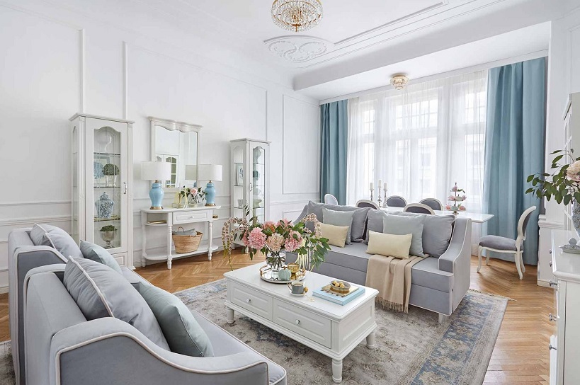 sala arredata con mobili bianchi provenzali della collezione Princess Arrediorg sala stile provenzale