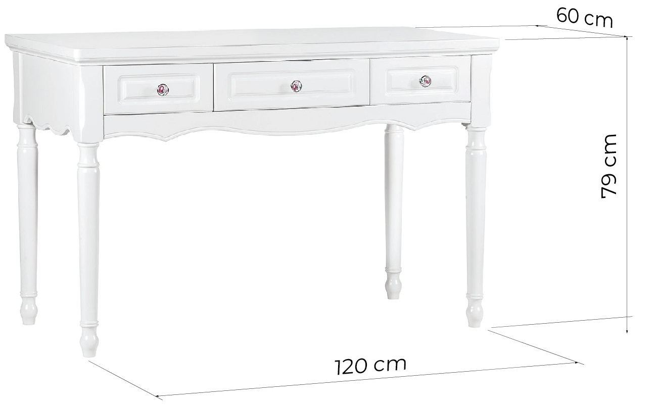 Dimensioni della scrivania provenzale inclusa nelle camere da letto stile provenzale Princess scrivania bianca provenzale con cassett
