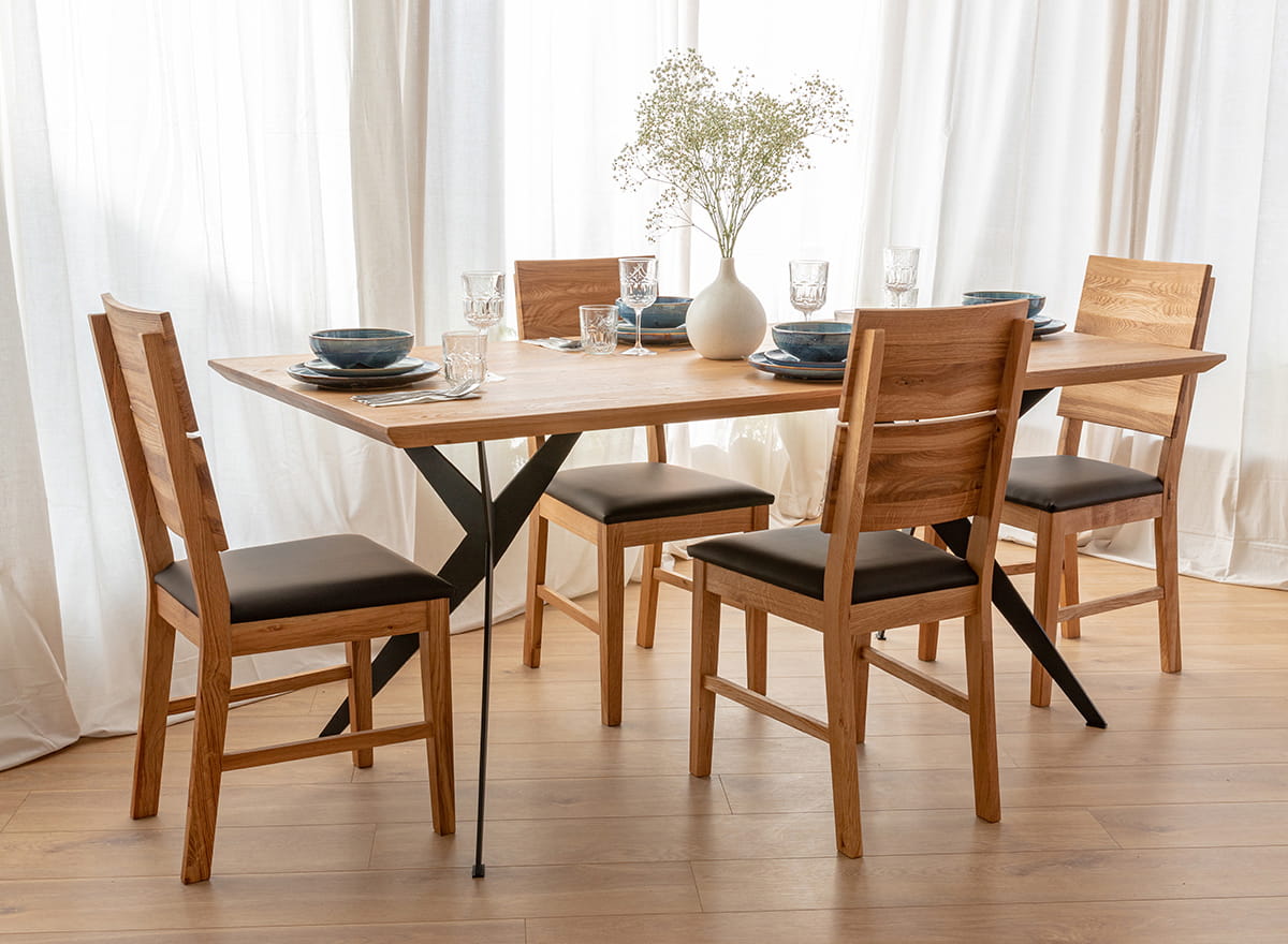 sedia rovere naturale massello seduta imbottita marrone cioccolato sedia rovere moderna massello sedile ecopelle marrone