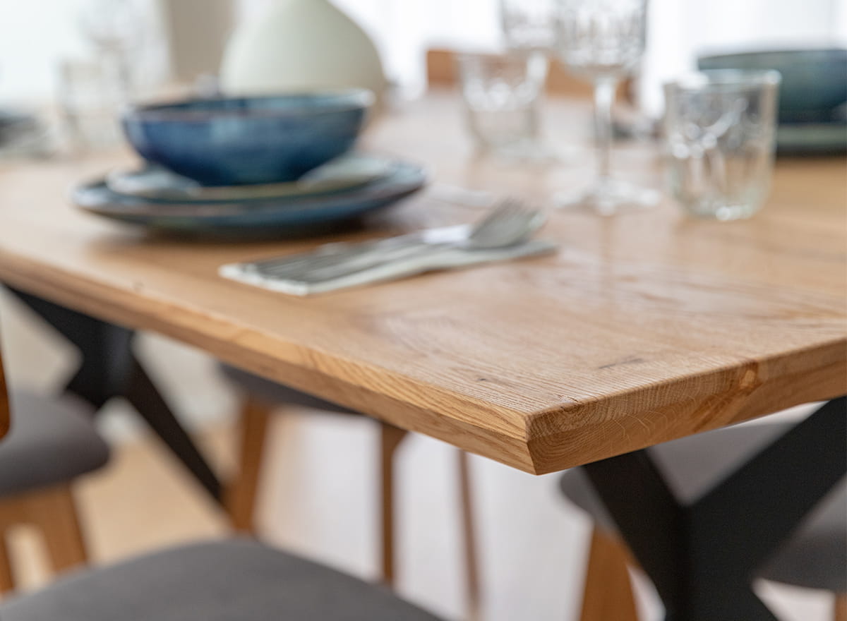 tavolo legno massello rovere 90x180 gambe metallo tavolo legno massello rovere naturale 90x180 gambe metallo nero a cavalletto